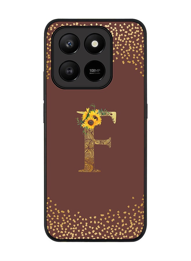 Stylizedd For Honor X7d 4G / X7d 5G / 400 Smart Case,Slim fit Camera Protection, Shockproof Thin Phone cover  - Custom Floral Monogram - F  (Brown ) - Image 1